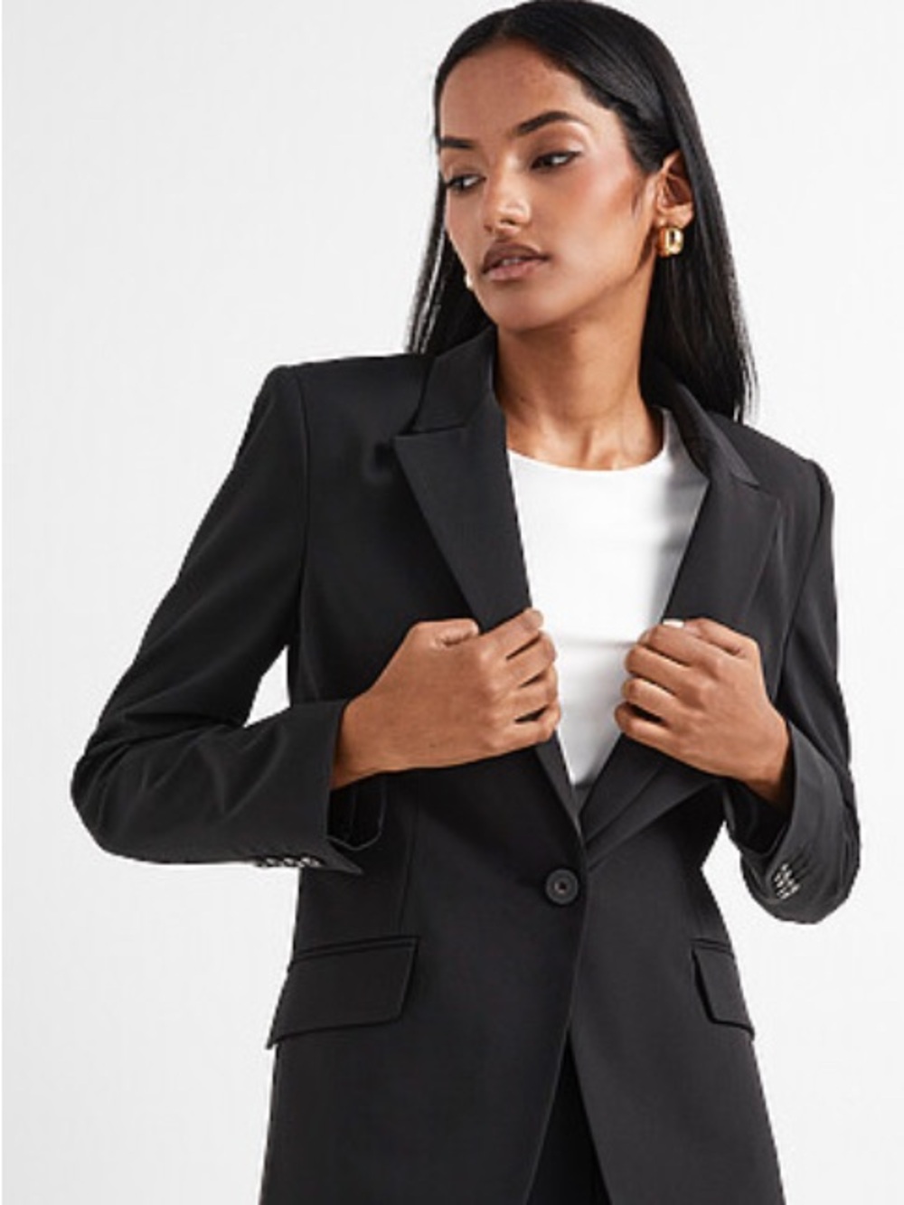 Women's Black Single-Button Tailored Blazer